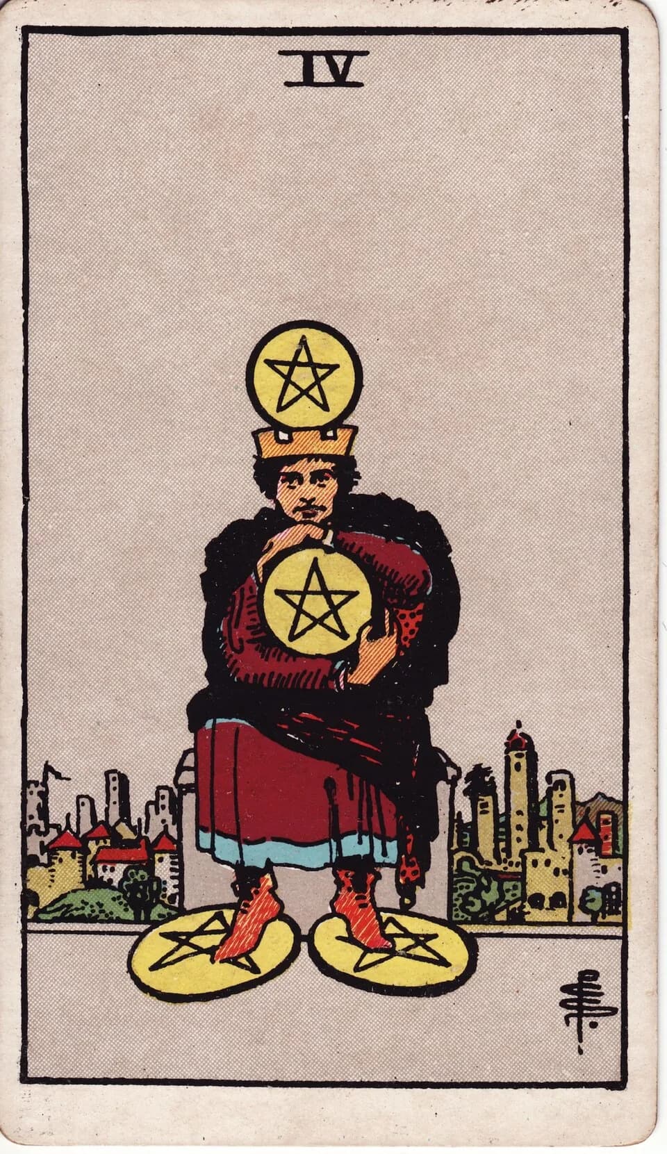 ไพ่ สี่เหรียญ (Four of Pentacles)