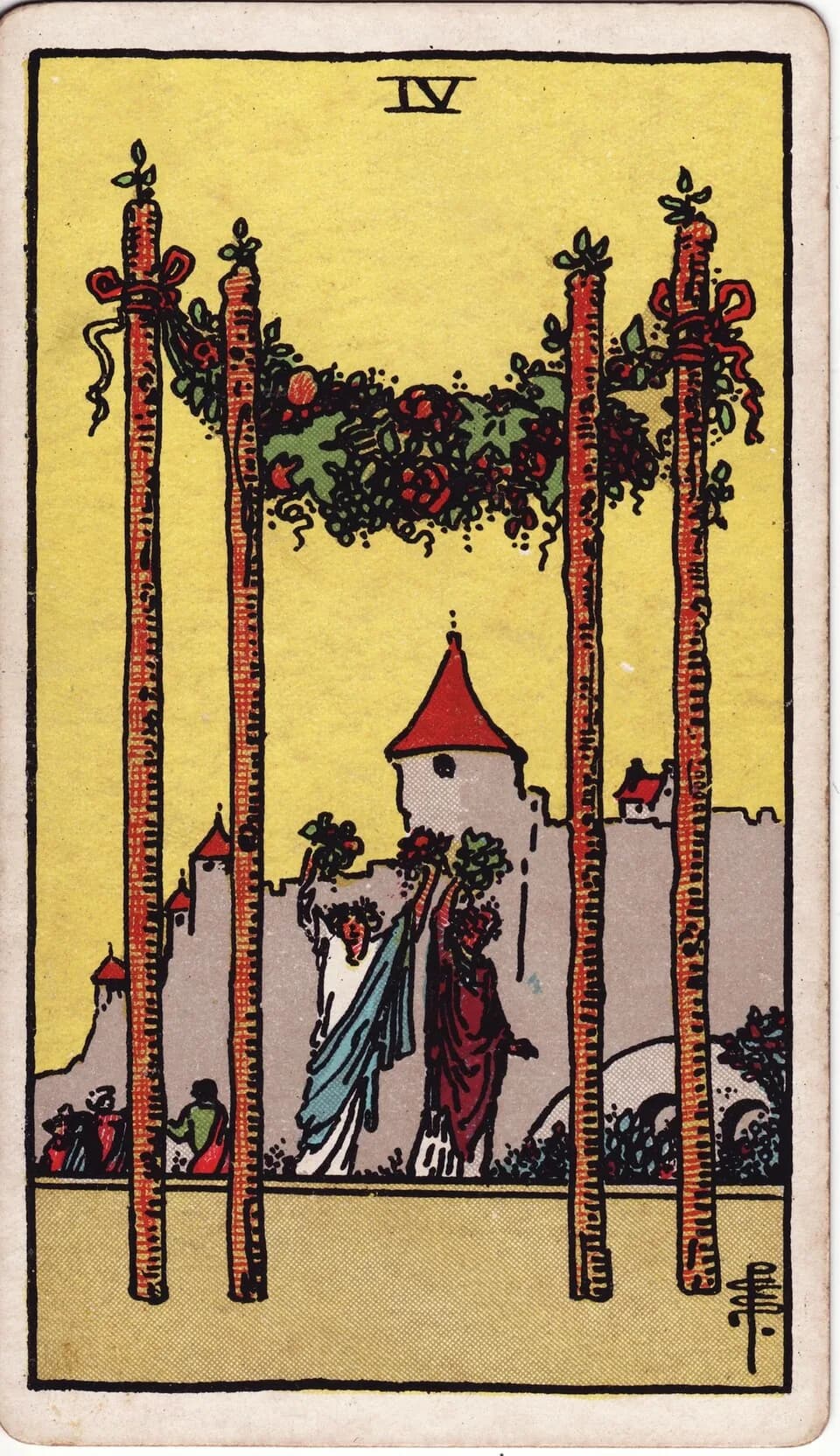 ไพ่ สี่ไม้เท้า (Four of Wands)