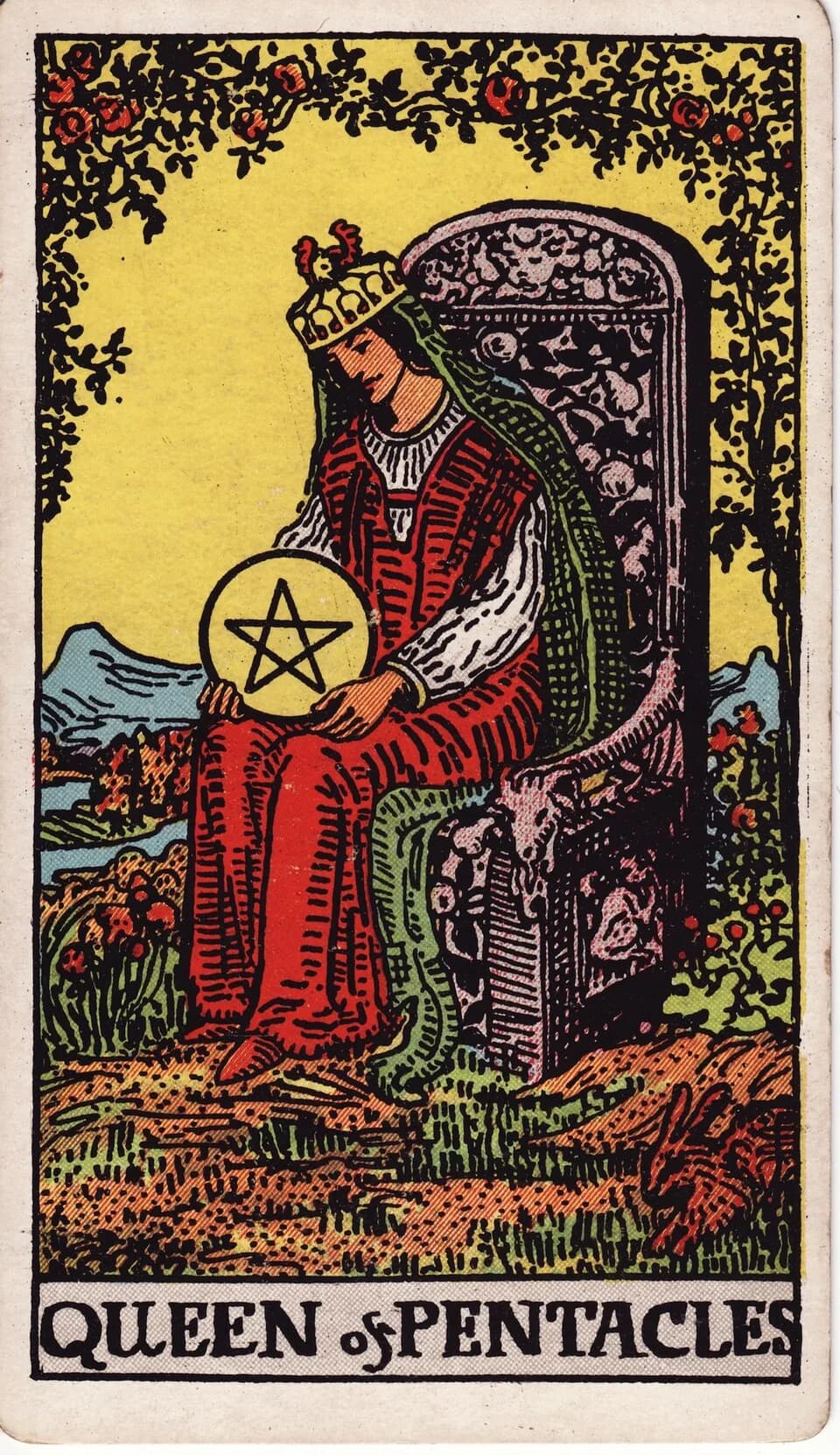 ไพ่ ราชินีเหรียญ (Queen of Pentacles)
