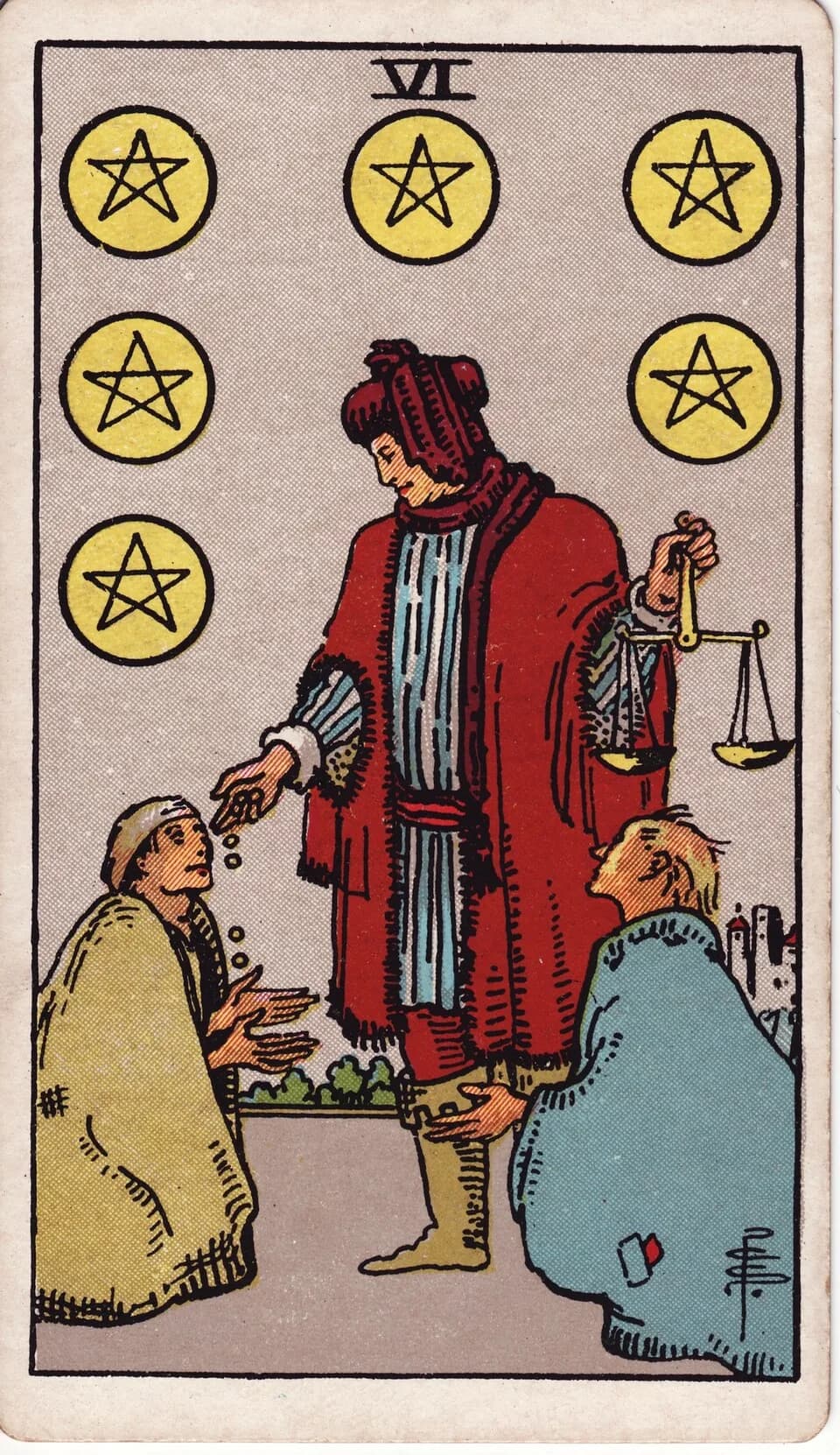 ไพ่ หกเหรียญ (Six of Pentacles)
