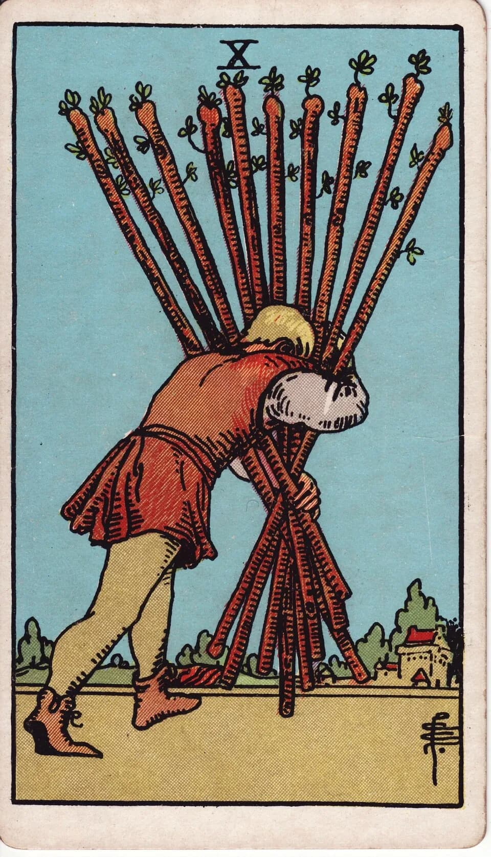 ไพ่ สิบไม้เท้า (Ten of Wands)
