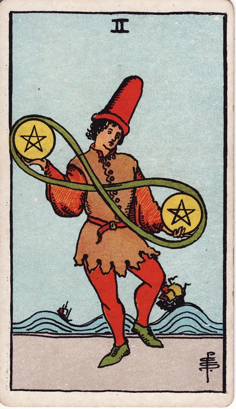 ไพ่ สองเหรียญ (Two of Pentacles)